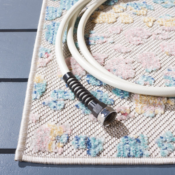 Wrought Studio Clerkin Aqua/Pink Indoor/Outdoor Rug Wayfair